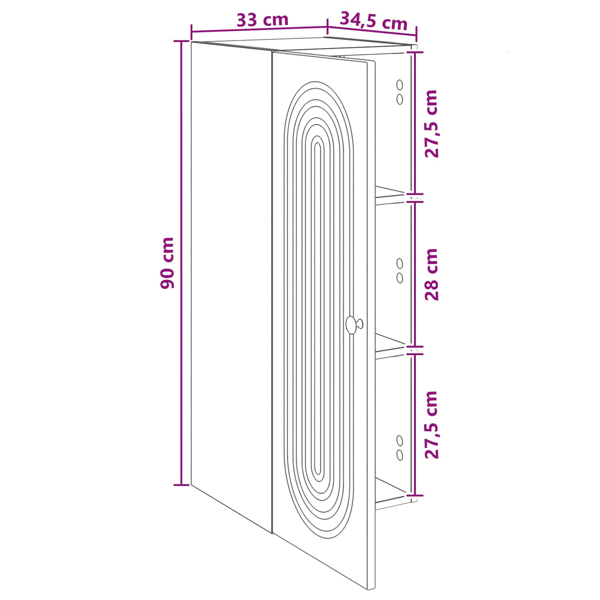 Wandschrank Altholz 33 x 34,5 x 90 cm Holzwerkstoff