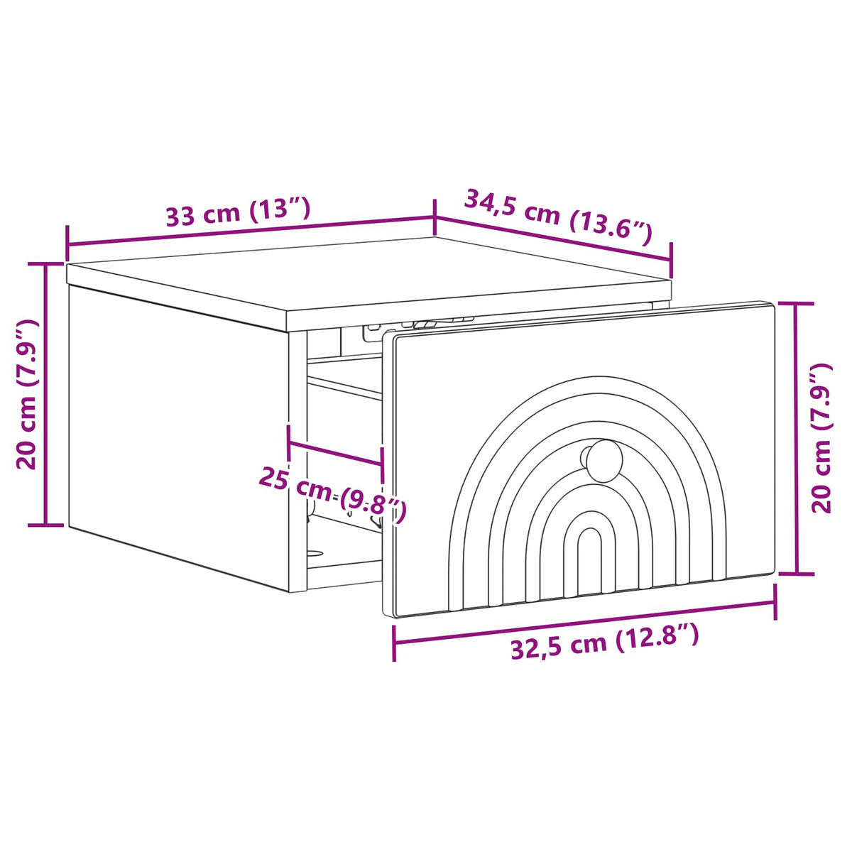 Wandmontierter Nachttisch 2 stk. Artisan-Eiche