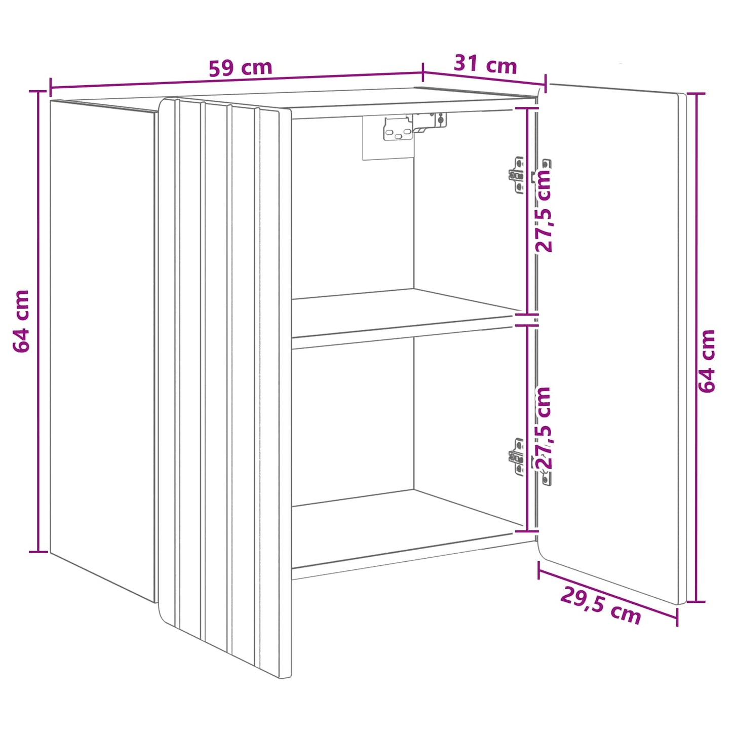 Wandschrank 59 x 31 x 64 cm Holzwerkstoff Artisan-Eiche
