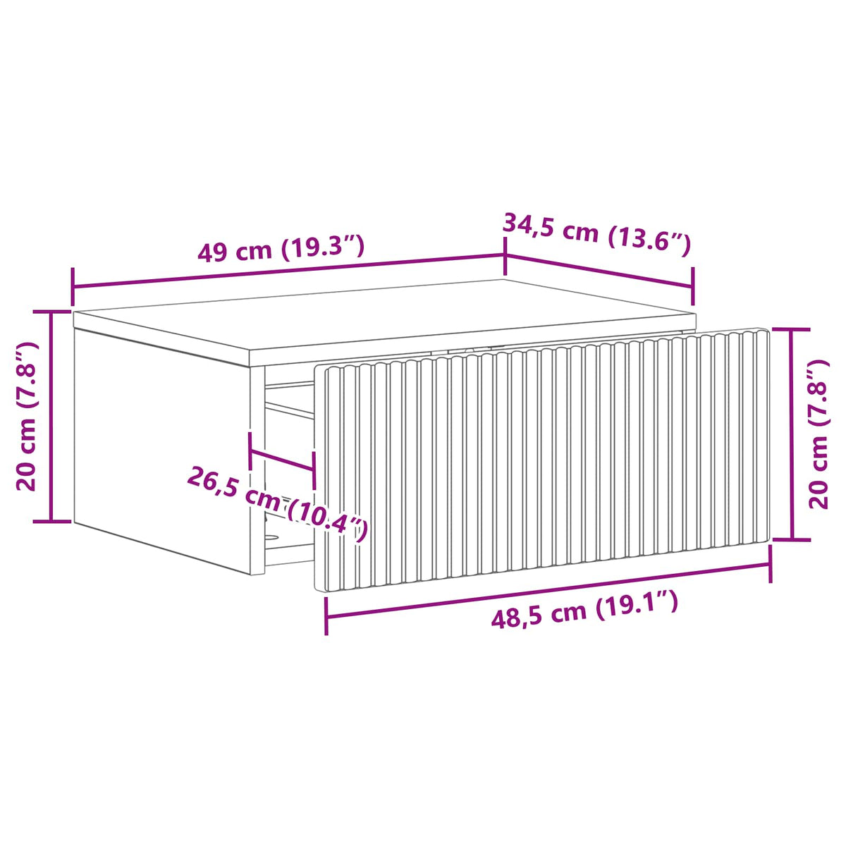 Wandmontierter Nachttisch 2 Stk. Sonoma-Grau 49 x 34,5 x 20 cm