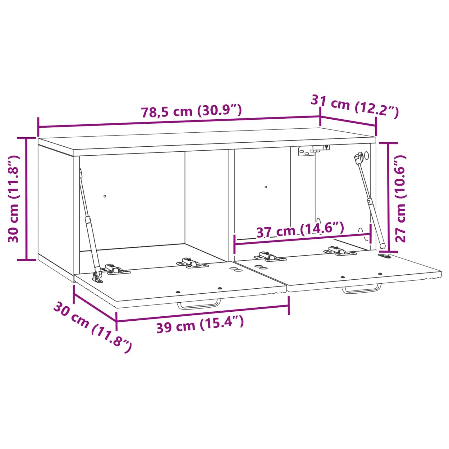 Wandmontierter TV-Schrank Sonoma-Eiche 78,5 x 31 x 30 cm