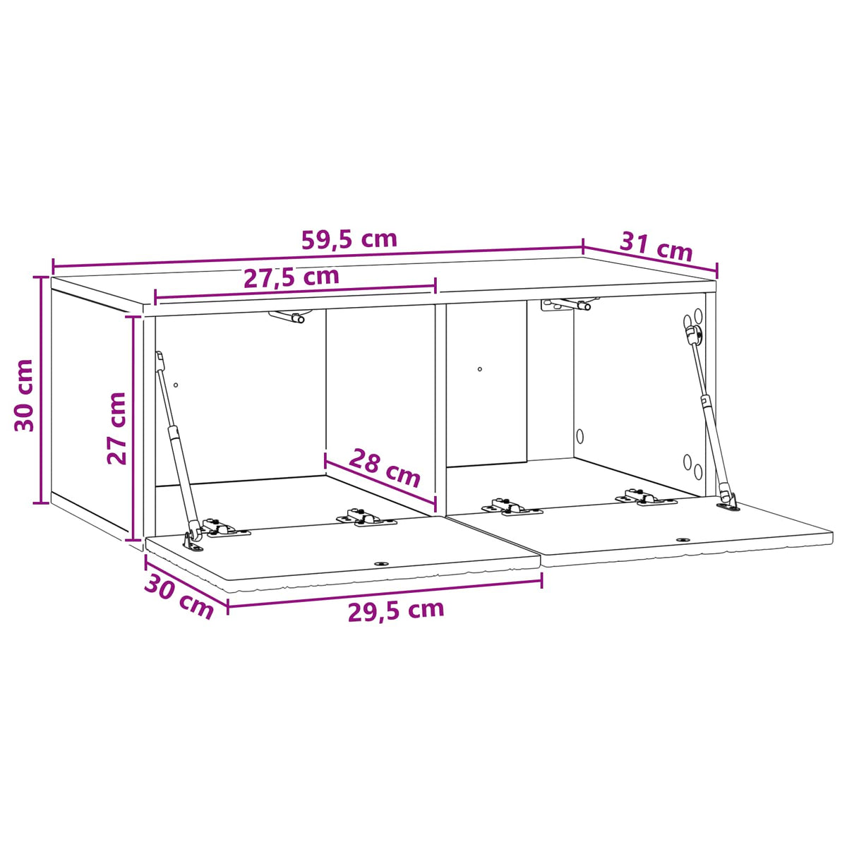 Wandmontierter TV-Schrank 59,5 x 31 cm Betongrau Holzwerkstoff
