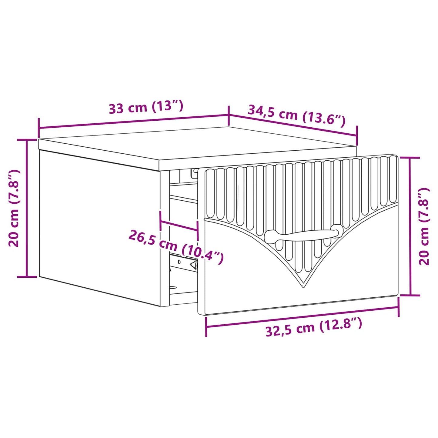 Wandmontierter Nachttisch 2 stk. Schwarz 34,5 x 33 x 20 cm