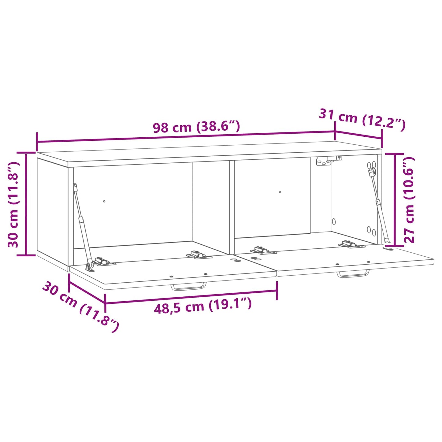 Wandmontierter TV-Schrank Sonoma-Eiche 98 x 31 x 30 cm