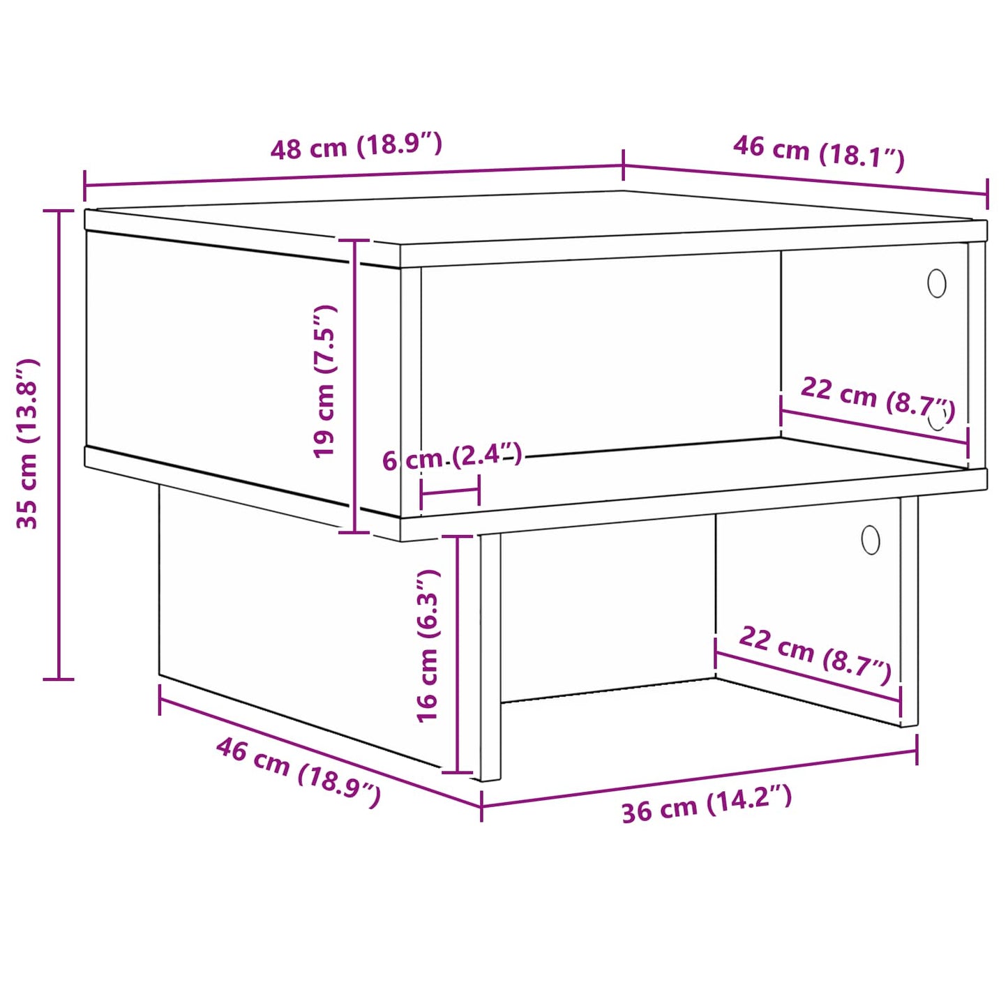 Couchtisch Altholz 48 x 46 x 35 cm Holzwerkstoff