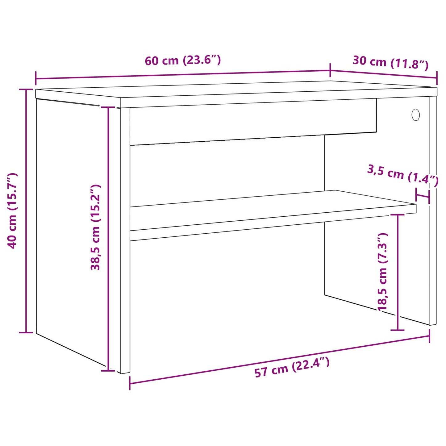 TV-Schränk 60 x 30 x 40 cm Geräucherte Eiche Holzwerkstoff