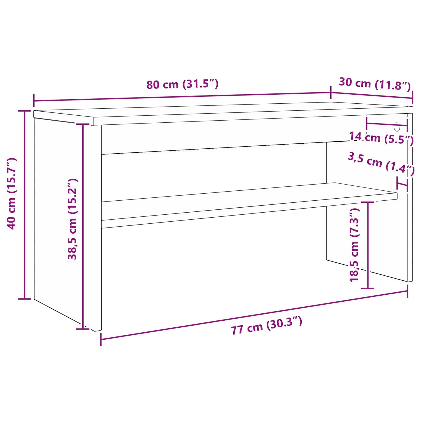 TV-Schränk 80 x 30 x 40 cm Weiß Holzwerkstoff