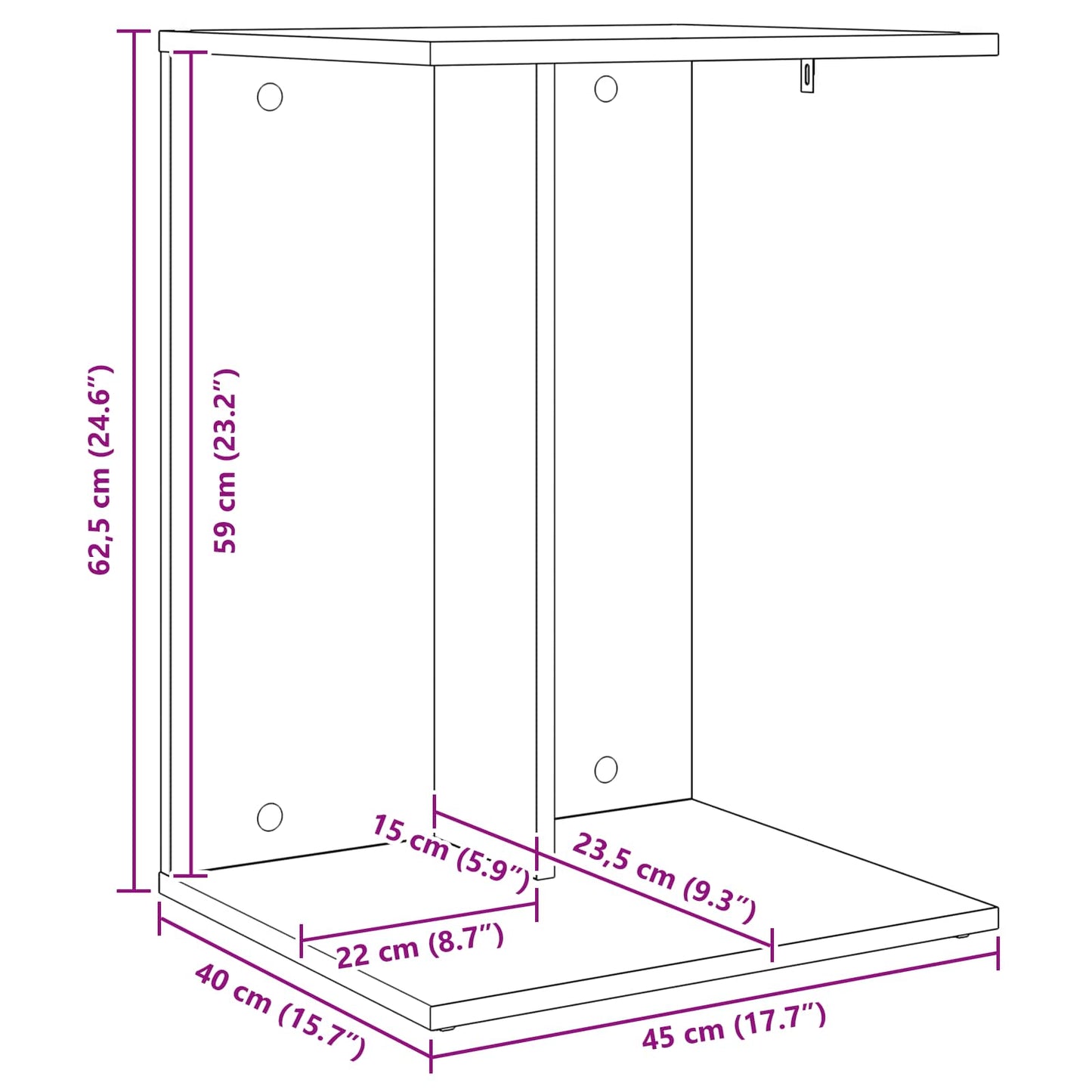 Beistelltisch Betongrau 45 x 40 x 62,5 cm Holzwerkstoff