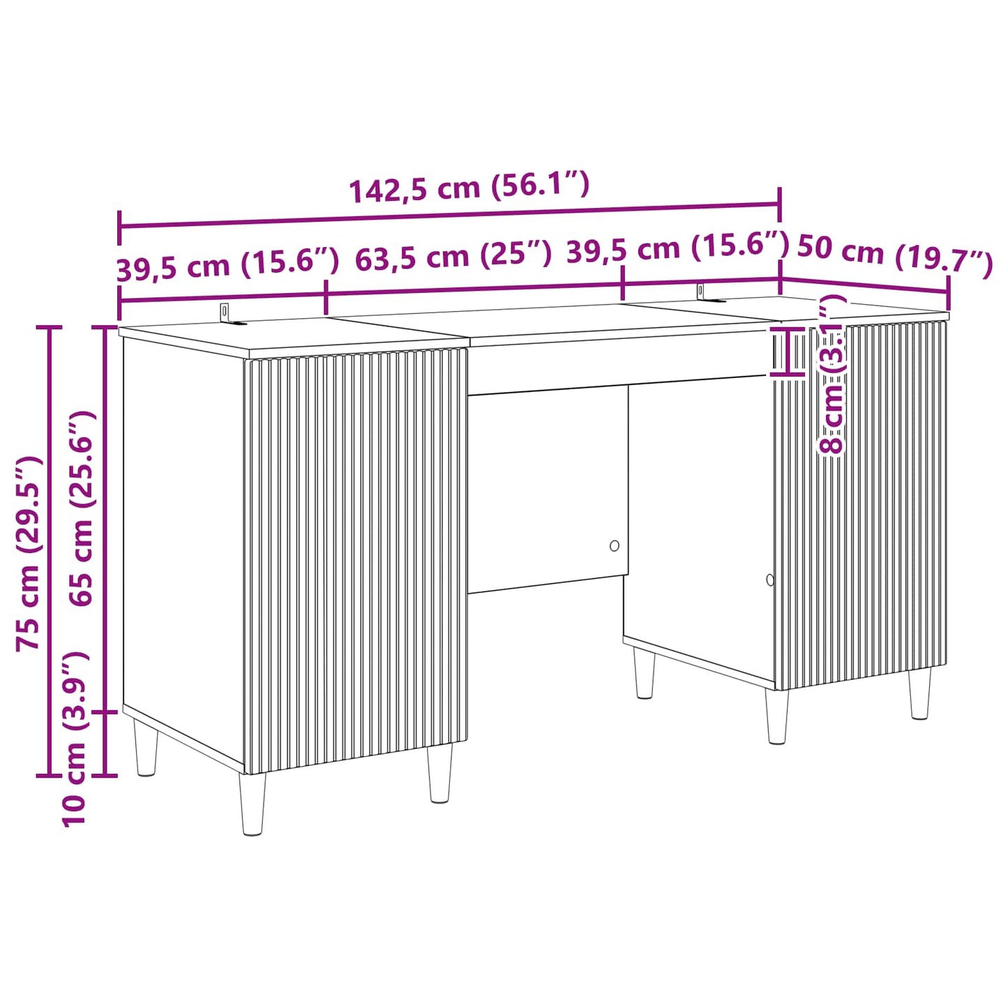 Schreibtisch Artisan-Eiche Holzwerkstoff 142,5 x 50 x 75 cm