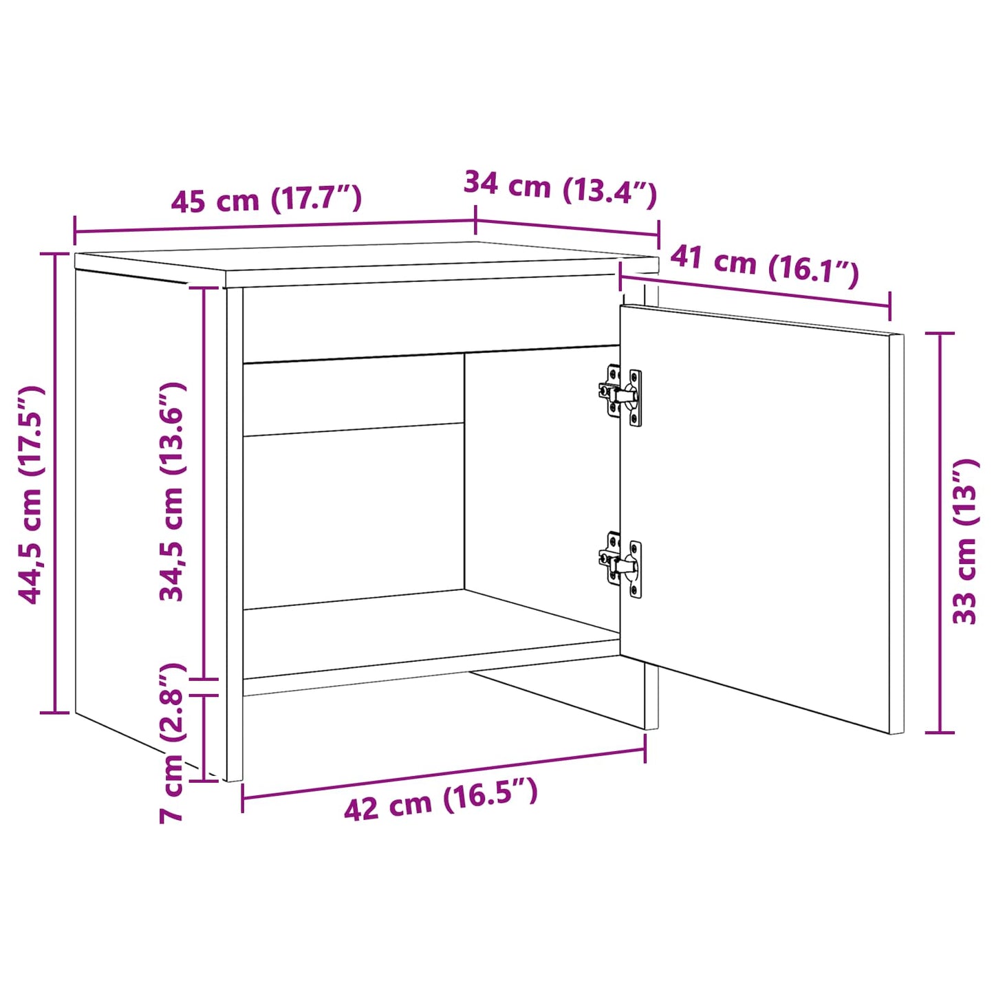 Nachttisch Altholz 45 x 34 x 44,5 cm Holzwerkstoff