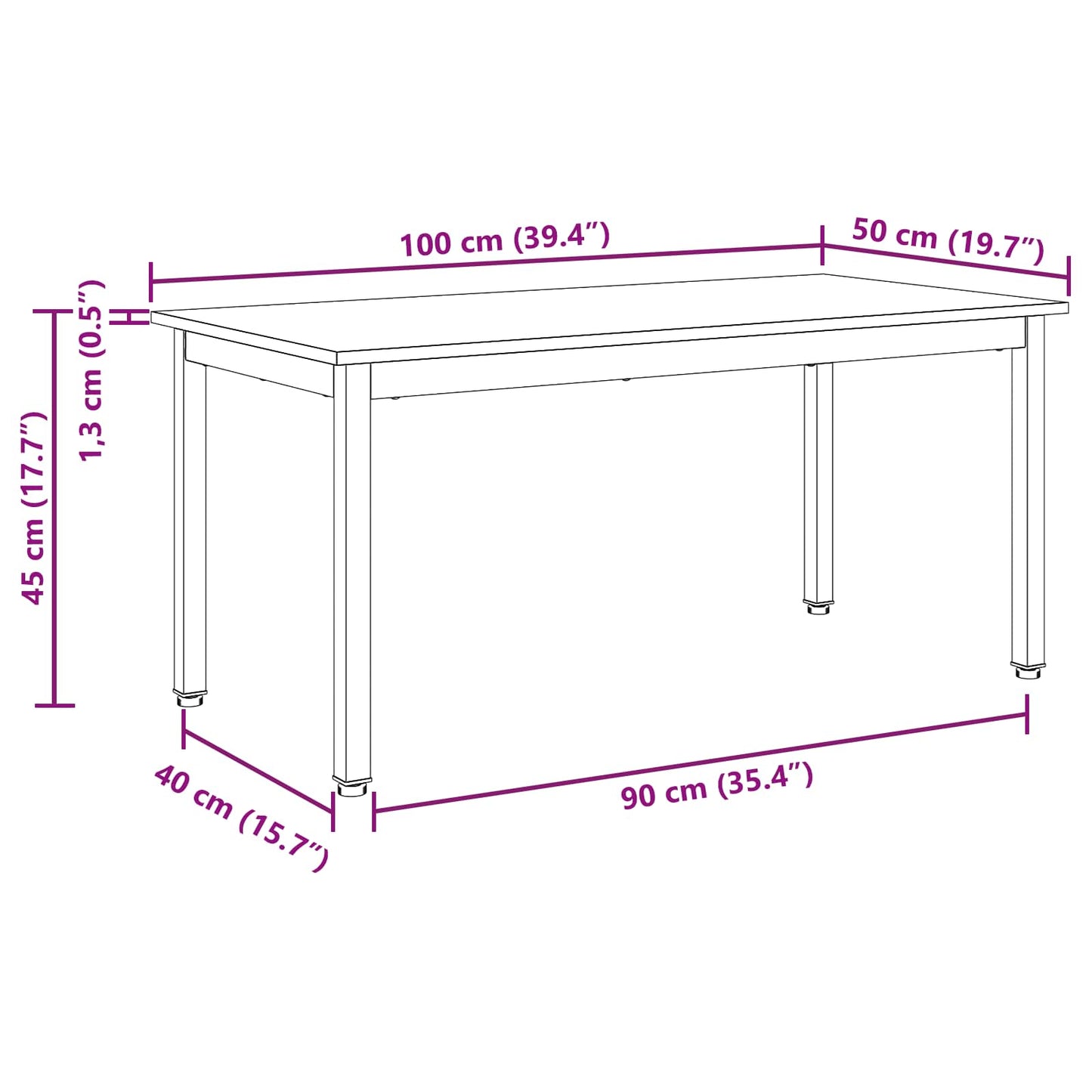 Couchtisch Natur 100 x 50 x 45 cm Massives Kiefernholz