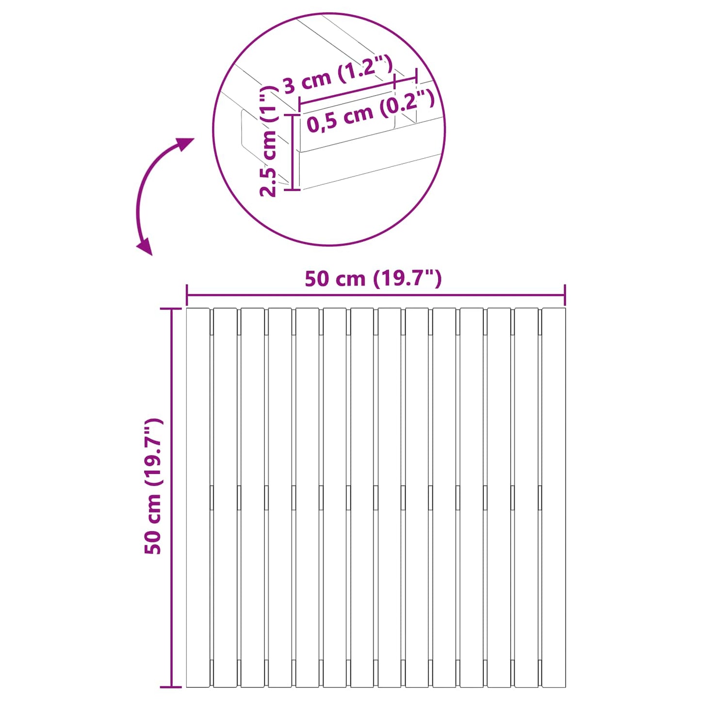 Badematte Uni Braun 50 x 50 cm Massives Akazienholz