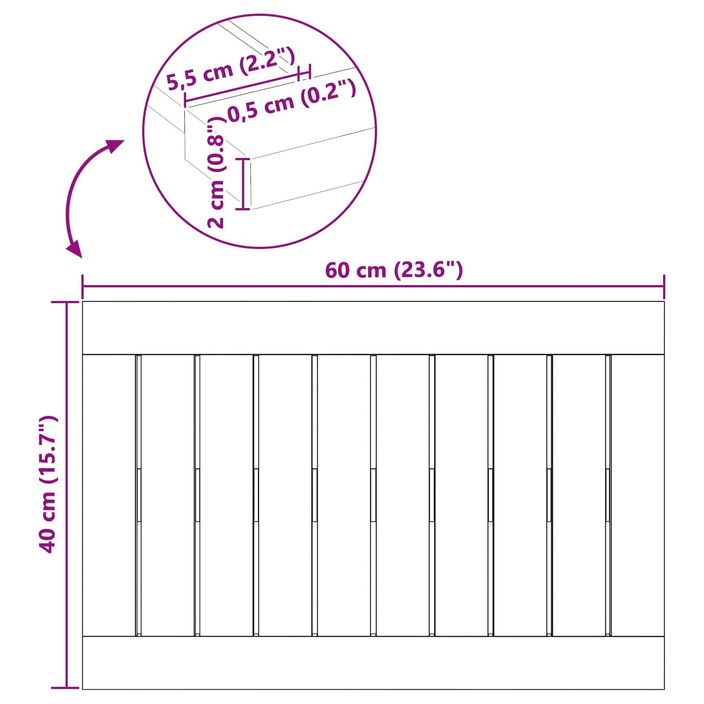 Badematte Braun 60 x 40 cm Massivholz Akazie