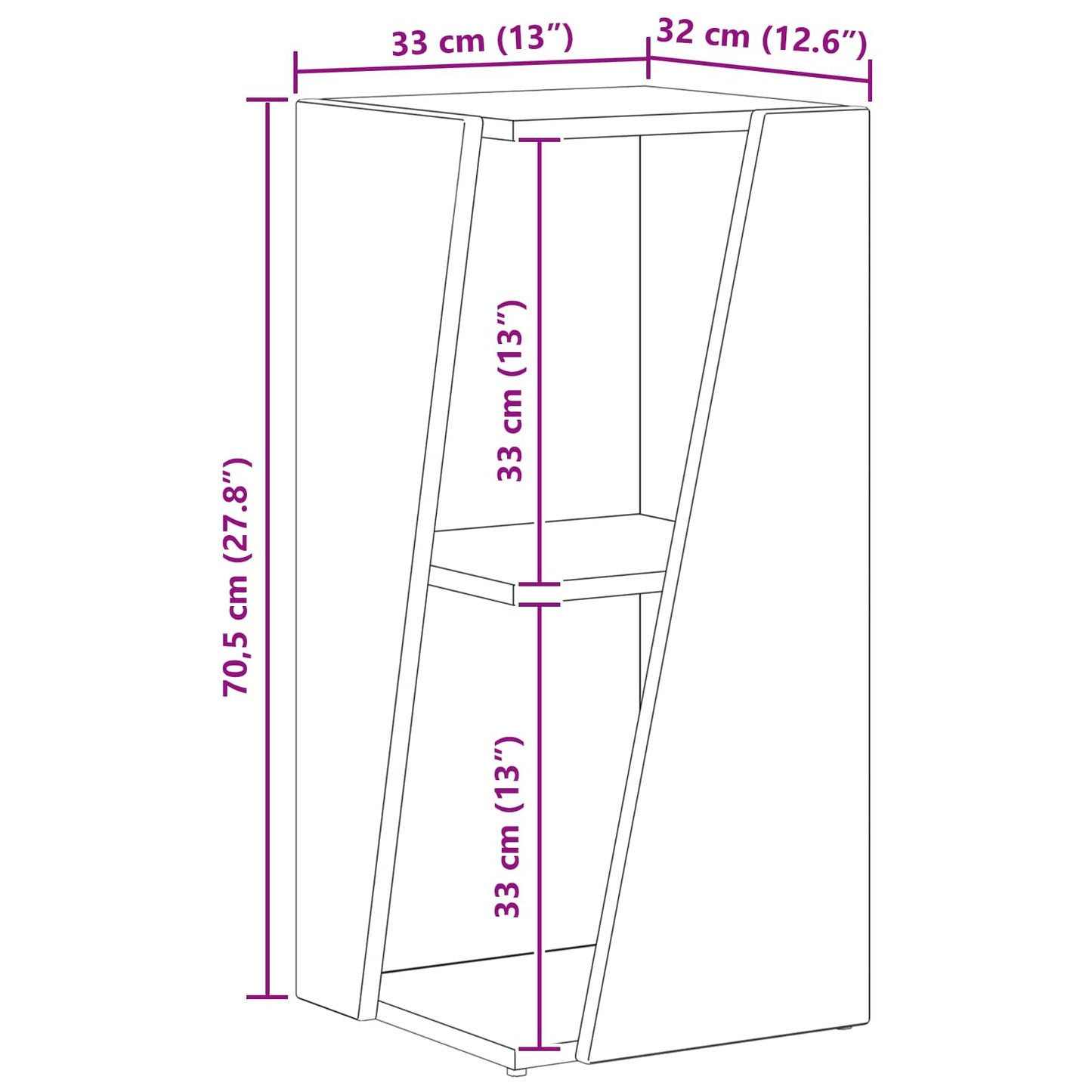 Seitenregal 33 x 32 x 70,5 cm Holzwerkstoff Sonoma-Eiche
