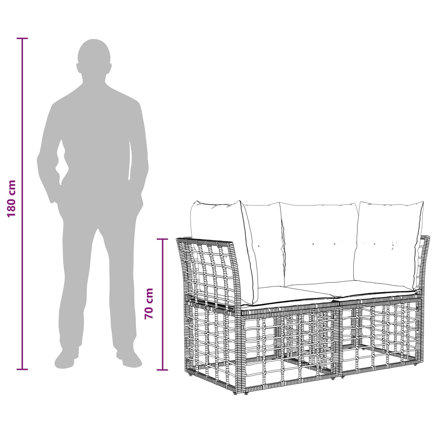 Outdoor-Lounge 2 Stk. 2-Sitzanzahl Natürlich und Cremweiß