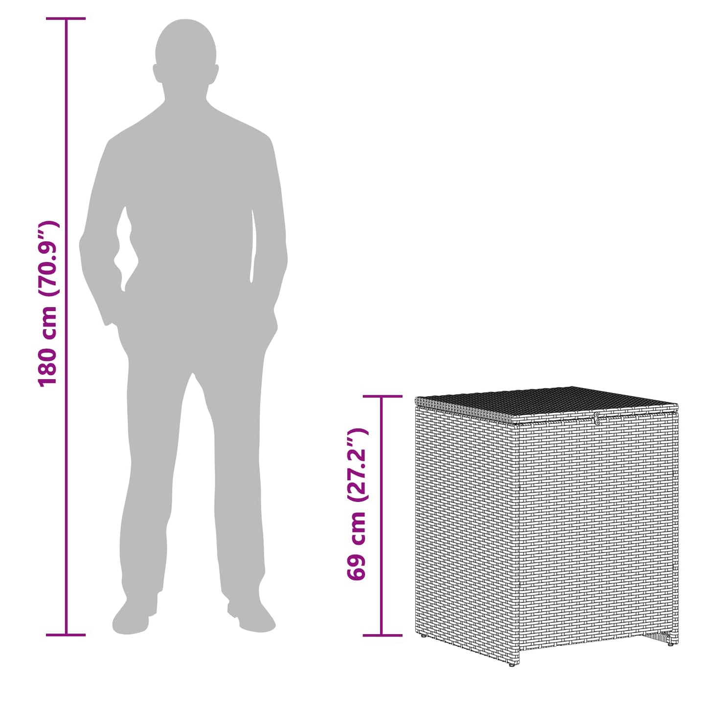 Kissenbox 55 x 55 x 69 cm Stahl