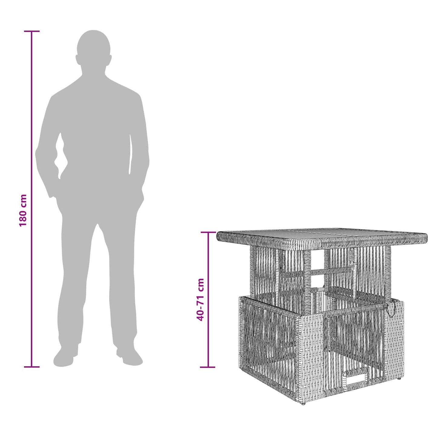 Garten Essgruppe 3 Stk. Grau und Dunkelgrau Poly-Rattan