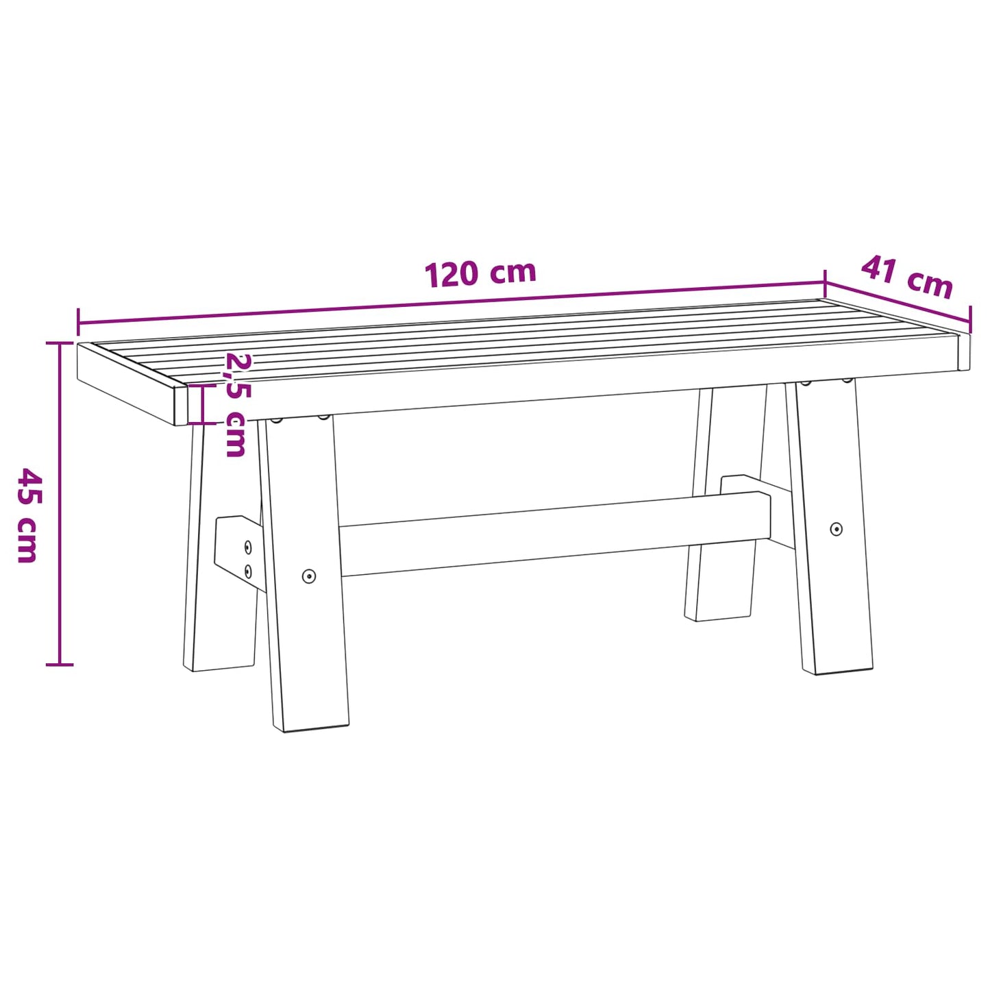 Esstischbank NOAIN 120 x 41 x 45 cm Massives Kiefernholz Natur