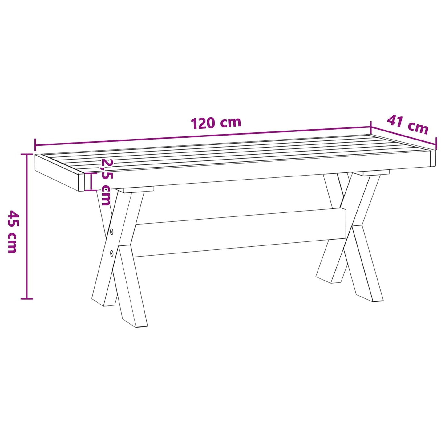 Esstischbank NOAIN 120 x 41 x 45 cm Massives Kiefernholz Natur