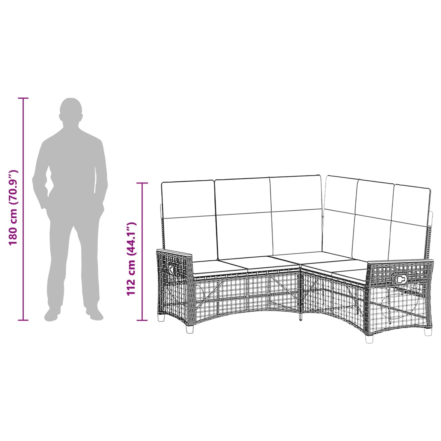 Garten Liegesofa Set 5-Sitzanzahl Grau und Dunkelgrau