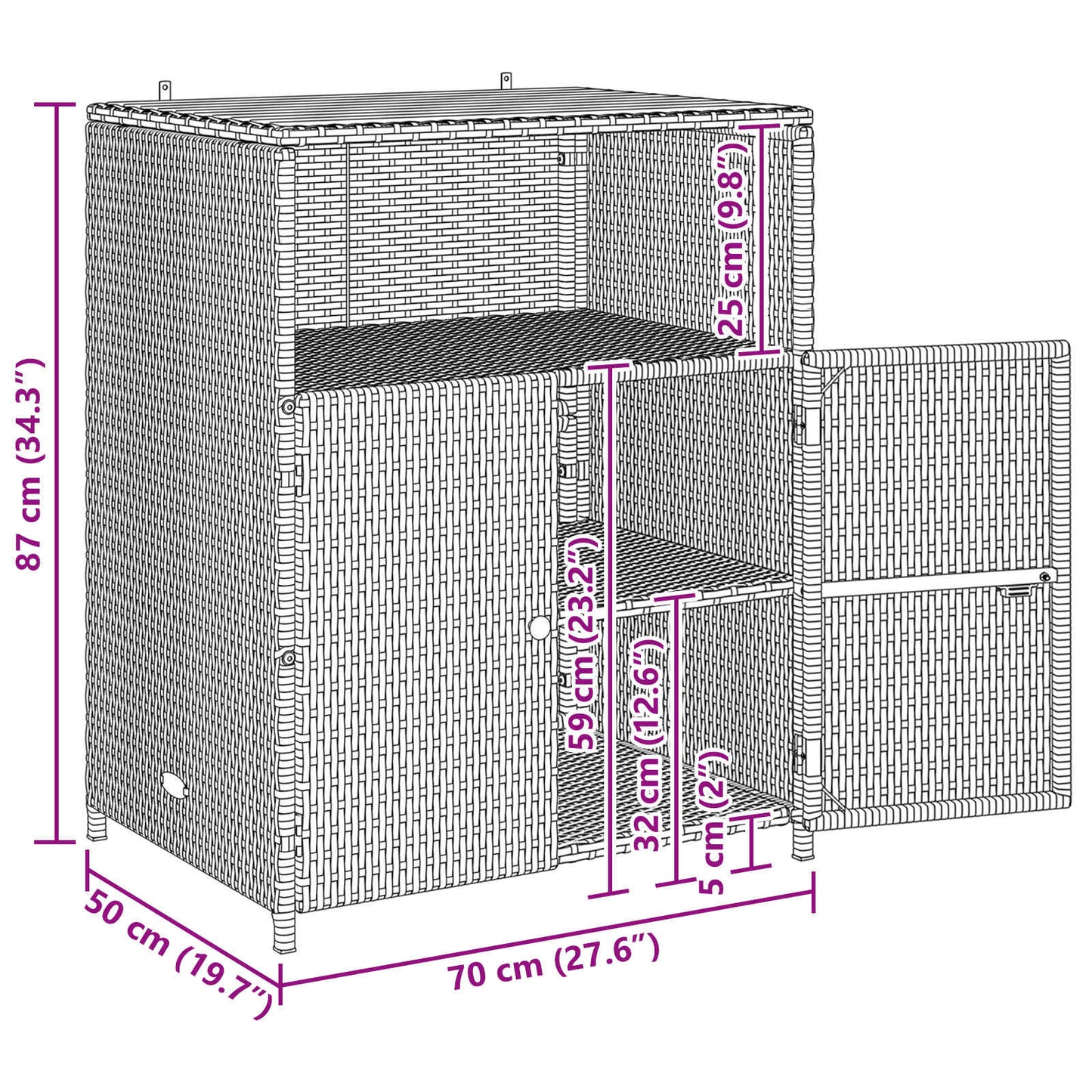 Schrank mit Tür Beige 70 x 50 x 87 cm Polyester und Roly Ratten