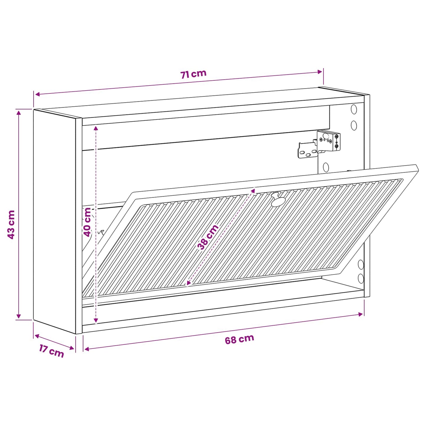 Wandmontierter Schuhschrank EDE 71 x 17 x 43 cm Holzwerkstoff