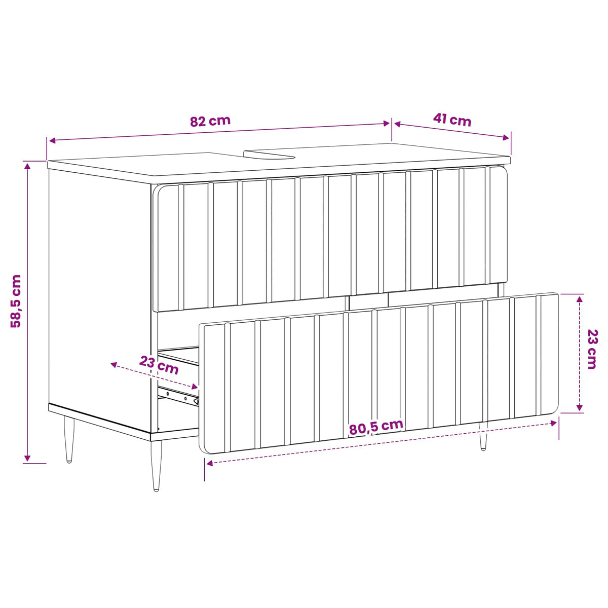 Waschbeckenschrank ZWOLLE Sonoma-Eiche 82 x 41 x 58,5 cm