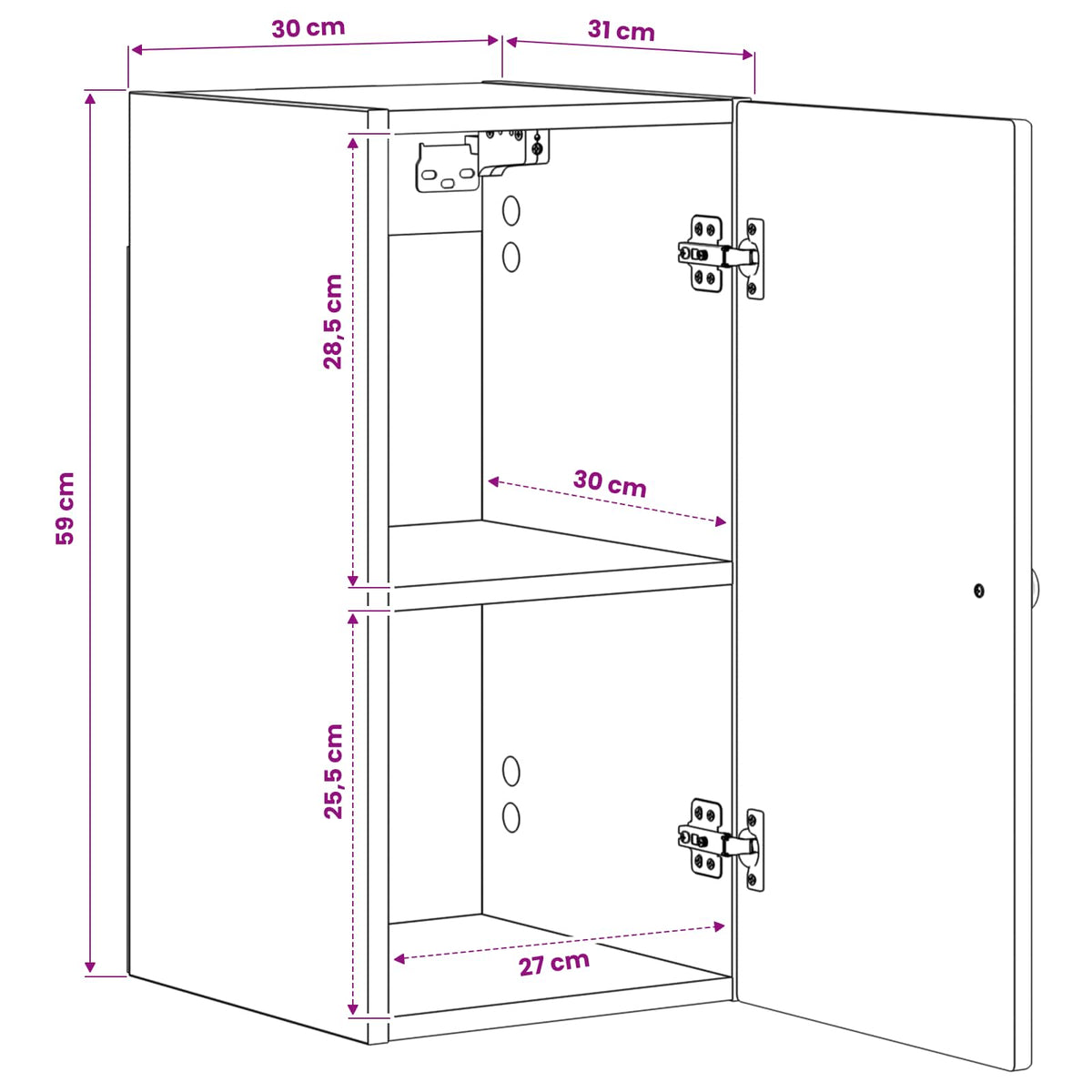 Badezimmer-Wandschrank ZWOLLE Betongrau 30 x 31 x 63 cm