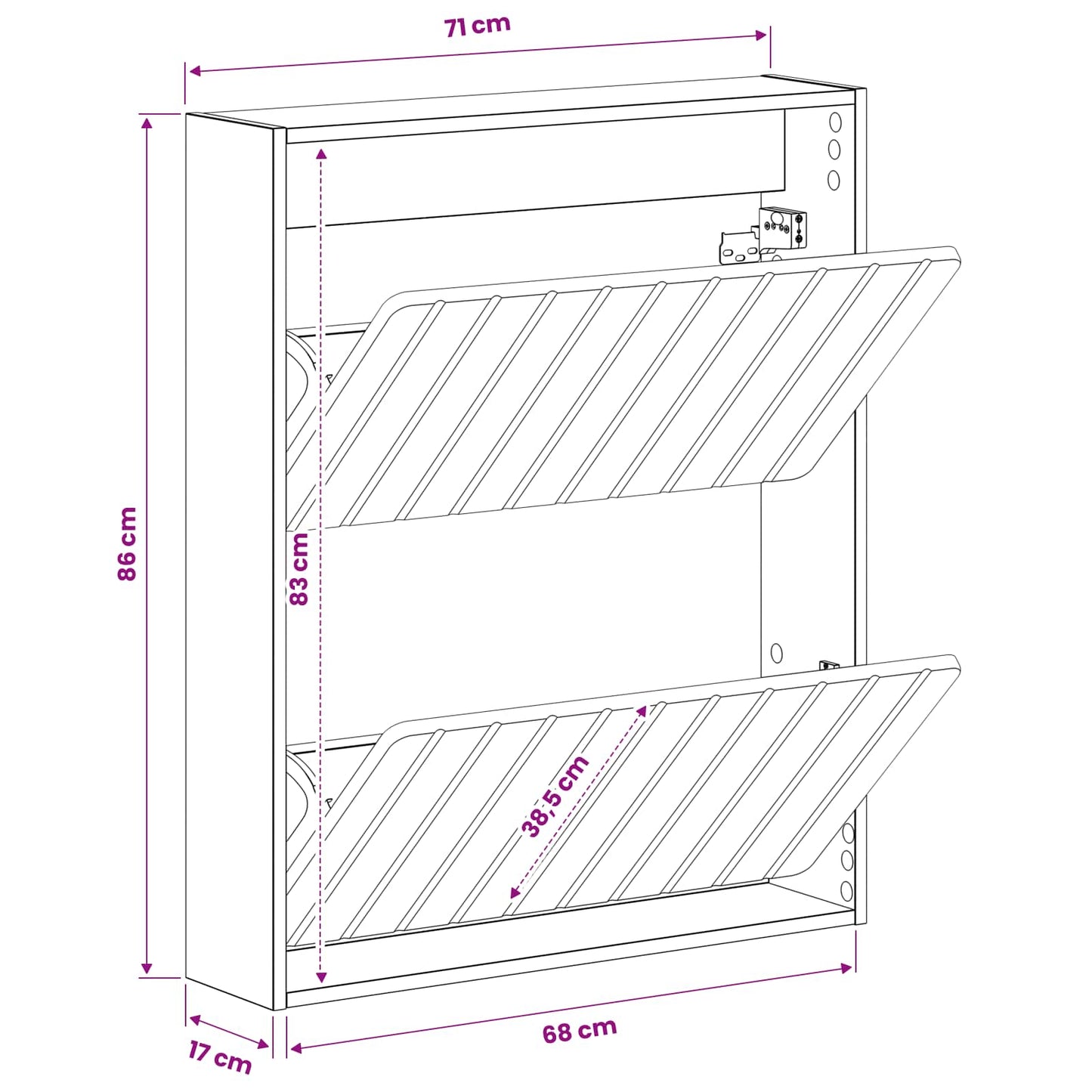 Wandmontierter Schuhschrank ZWOLLE 71 x 17 x 86 cm Schwarz