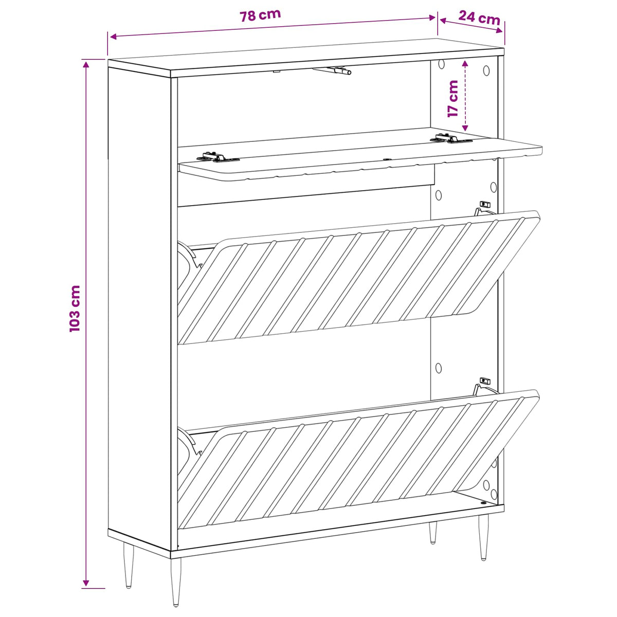 Schuhschrank ZWOLLE 78 x 24 x 103 cm Holzwerkstoff Sonoma-Grau