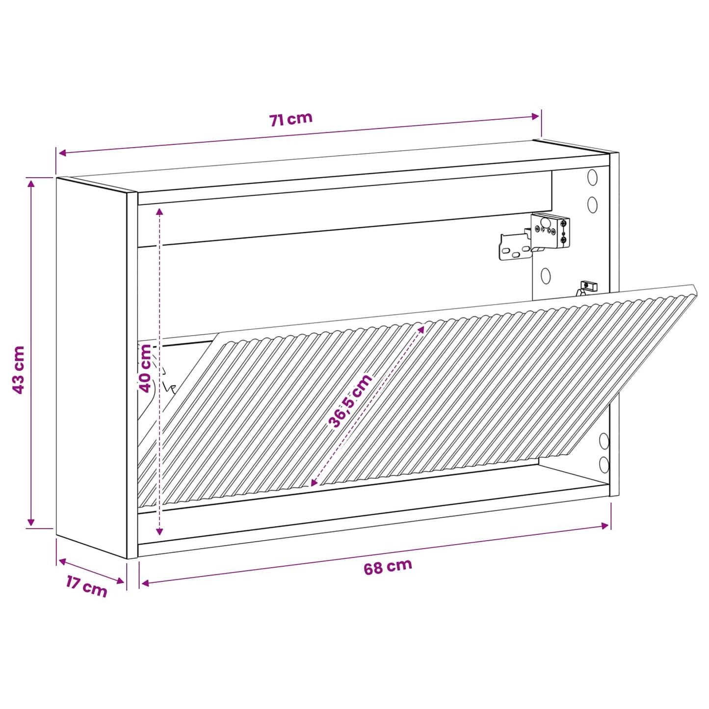 Wandmontierter Schuhschrank ARNHEM 71 x 17 x 43 cm