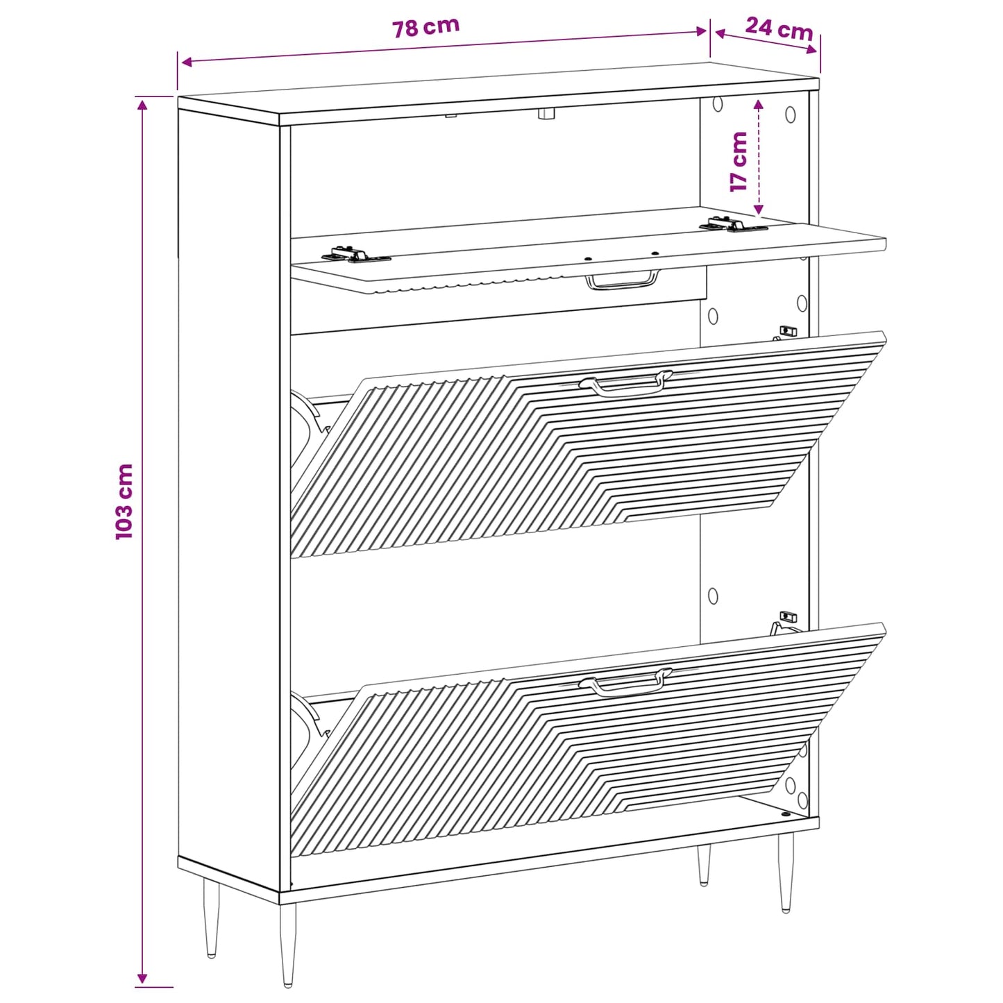 Schuhschrank HAARLEM 78 x 24 x 103 cm Holzwerkstoff Betongrau