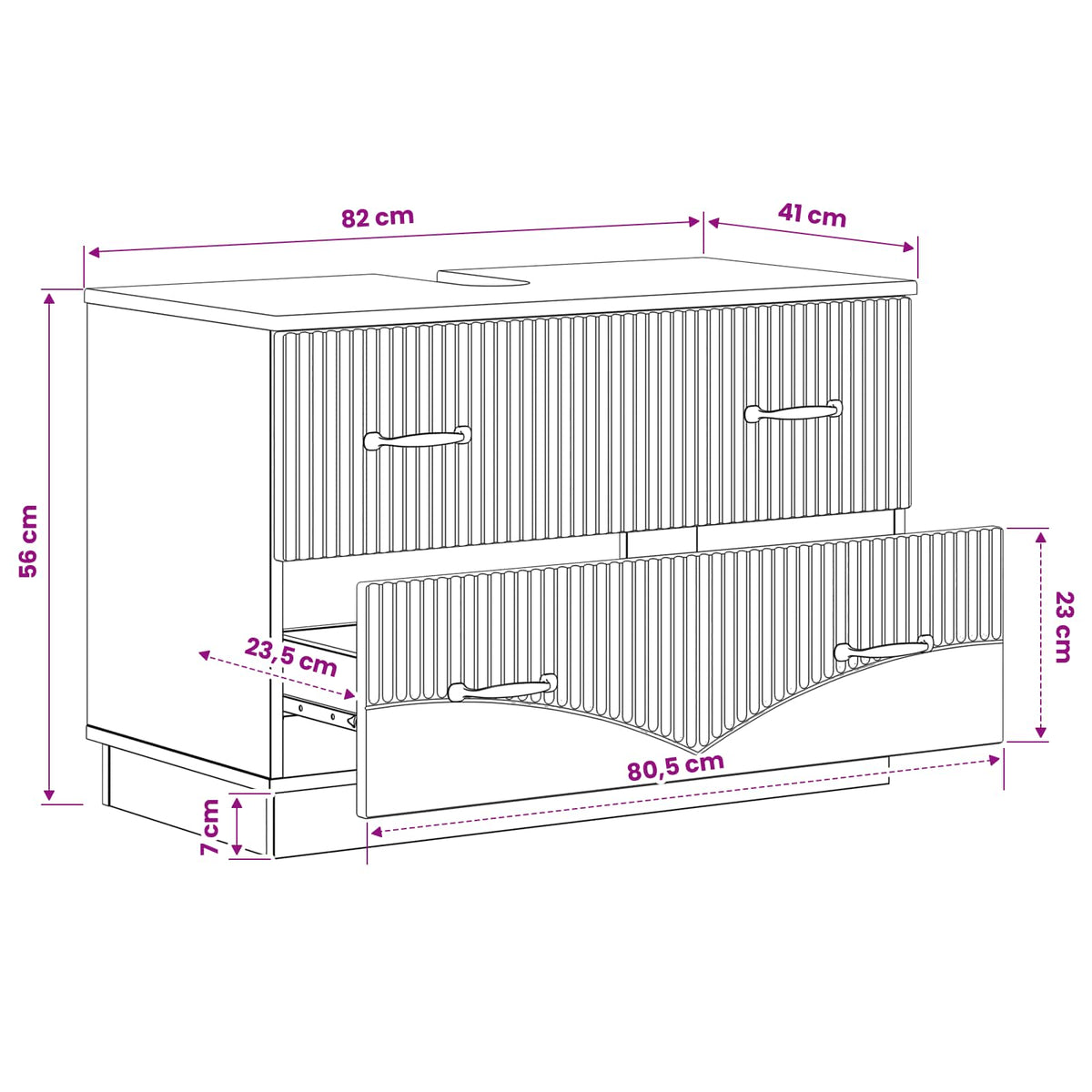 Waschbeckenschrank HOORN Sonoma-Eiche 82 x 41 x 56 cm