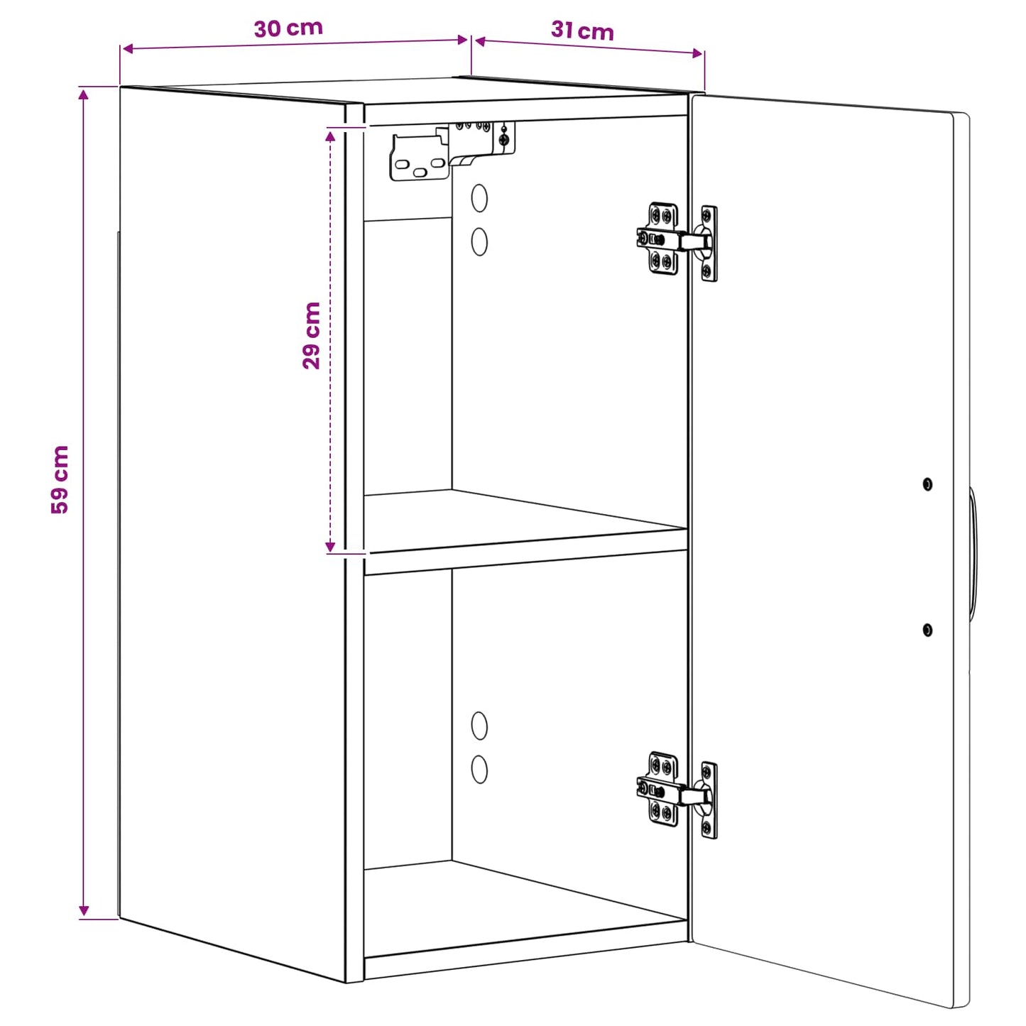 Badezimmer-Wandschrank HOORN Hochglanz Weiß 30 x 31 x 59 cm