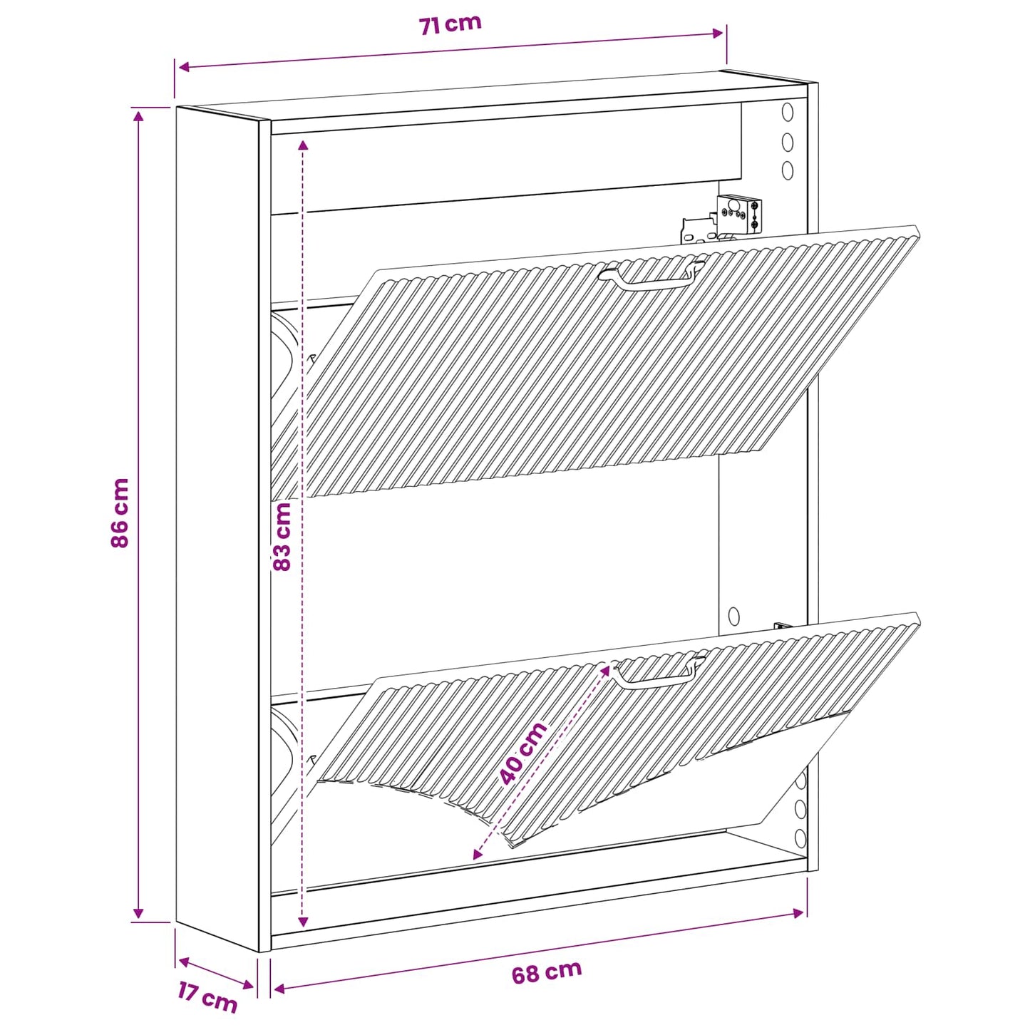 Wandmontierter Schuhschrank HOORN 71 x 17 x 86 cm Holzwerkstoff