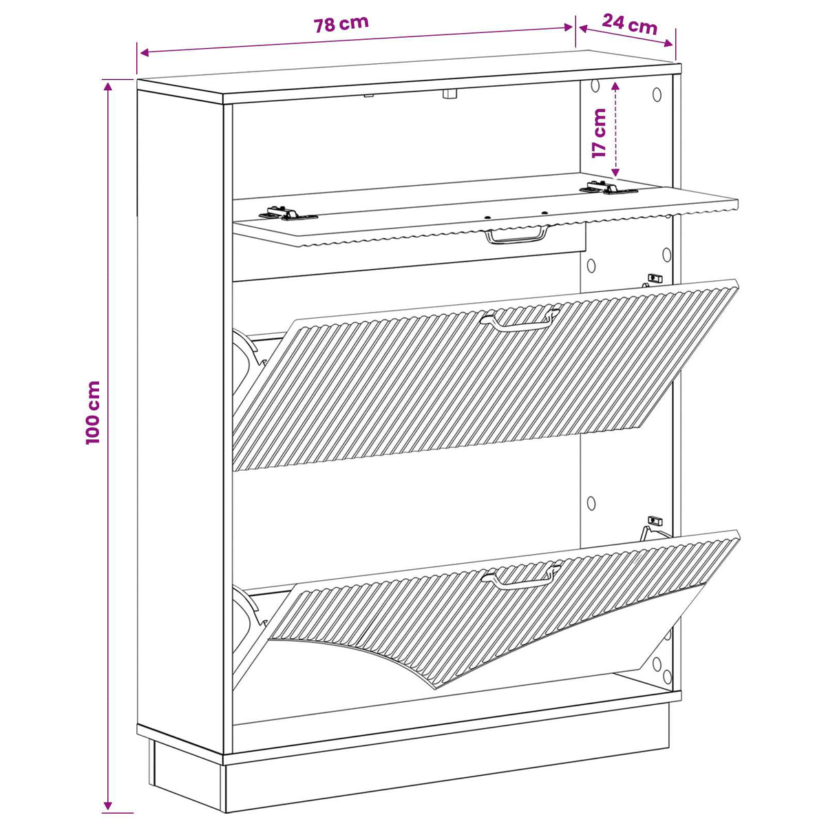 Schuhschrank HOORN 78 x 24 x 100 cm Holzwerkstoff Sonoma-Eiche