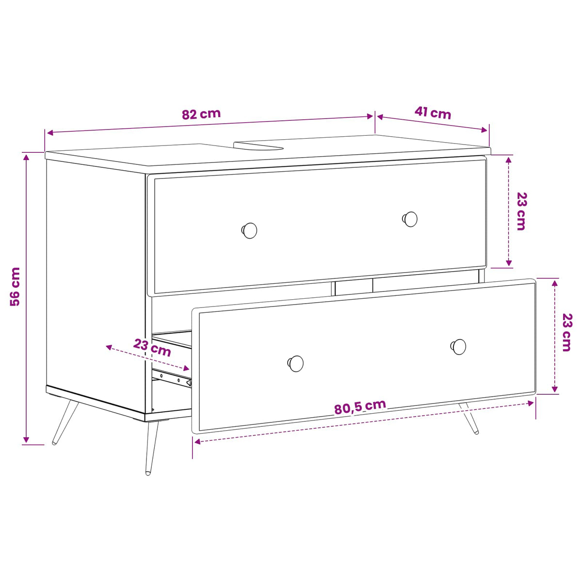 Waschbeckenschrank BREDA Artisan-Eiche 82 x 41 x 59 cm