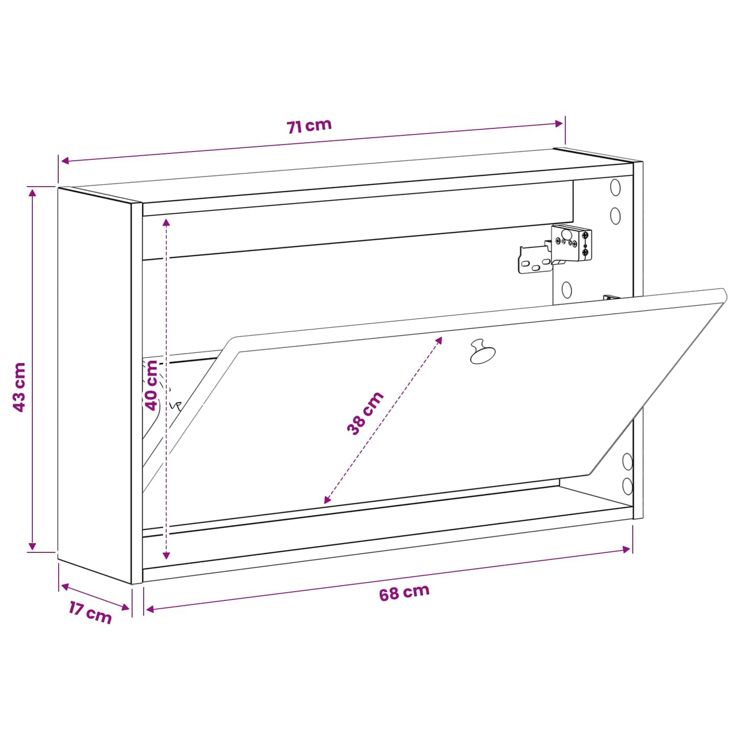 Wandmontierter Schuhschrank BREDA 71 x 17 x 43 cm Holzwerkstoff