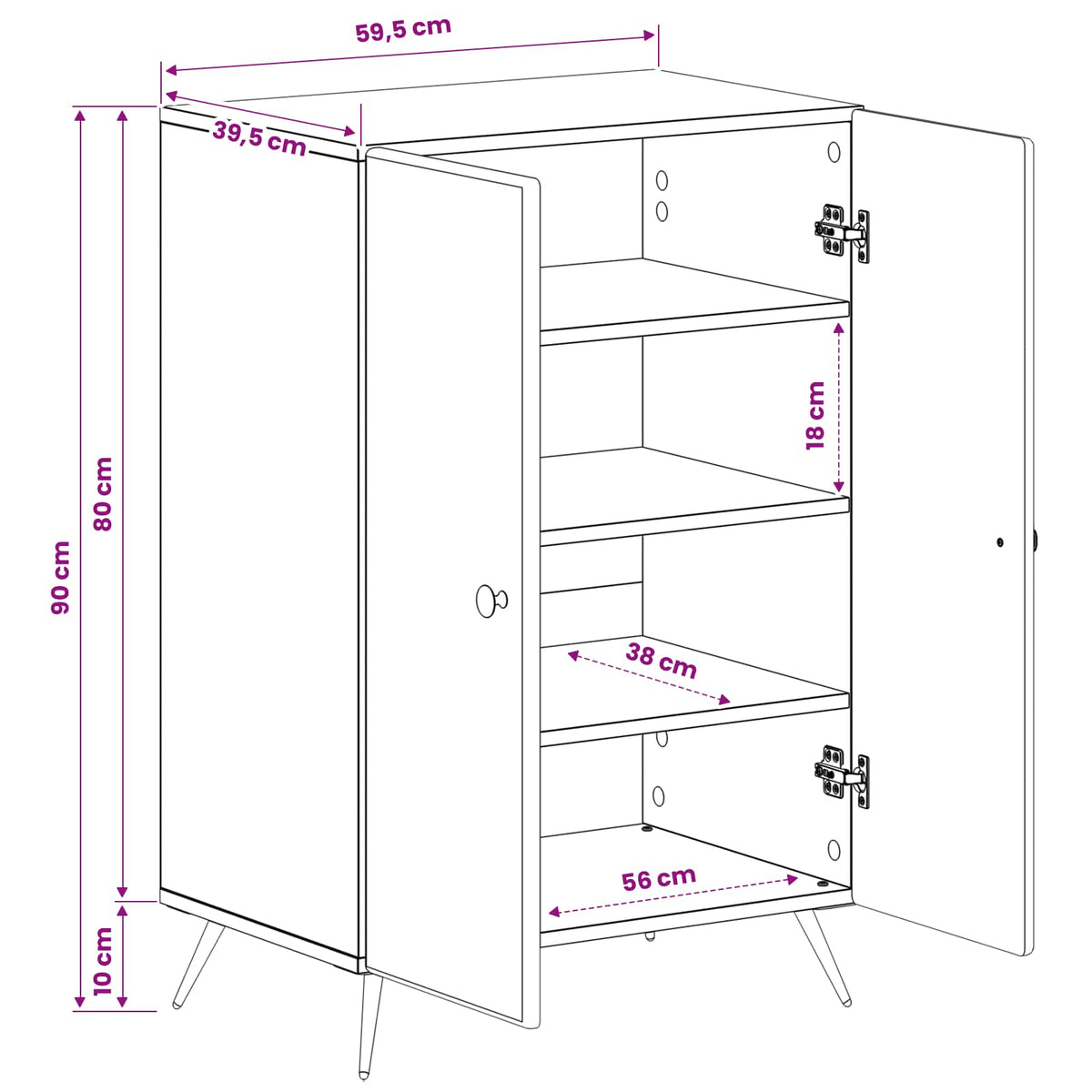 Schuhschrank BREDA 59,5 x 39,5 x 90 cm Holzwerkstoff Schwarz