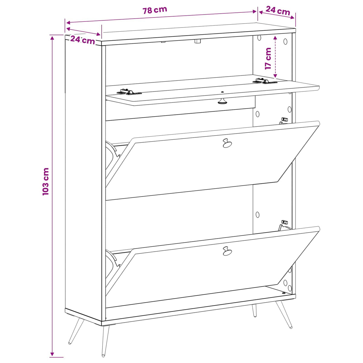 Schuhschrank BREDA 78 x 24 x 103 cm Holzwerkstoff Sonoma-Eiche