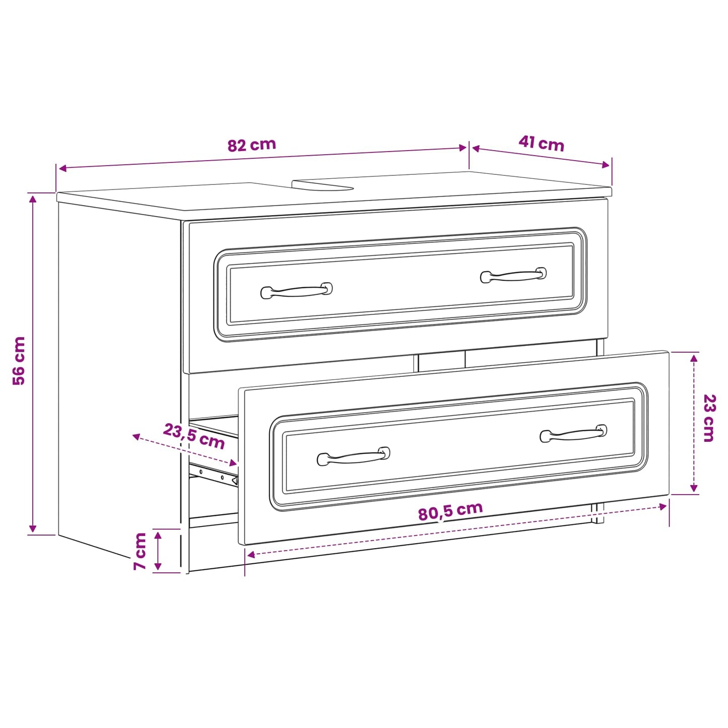 Waschbeckenschrank UTRECHT Sonoma-Eiche 82 x 41 x 56 cm