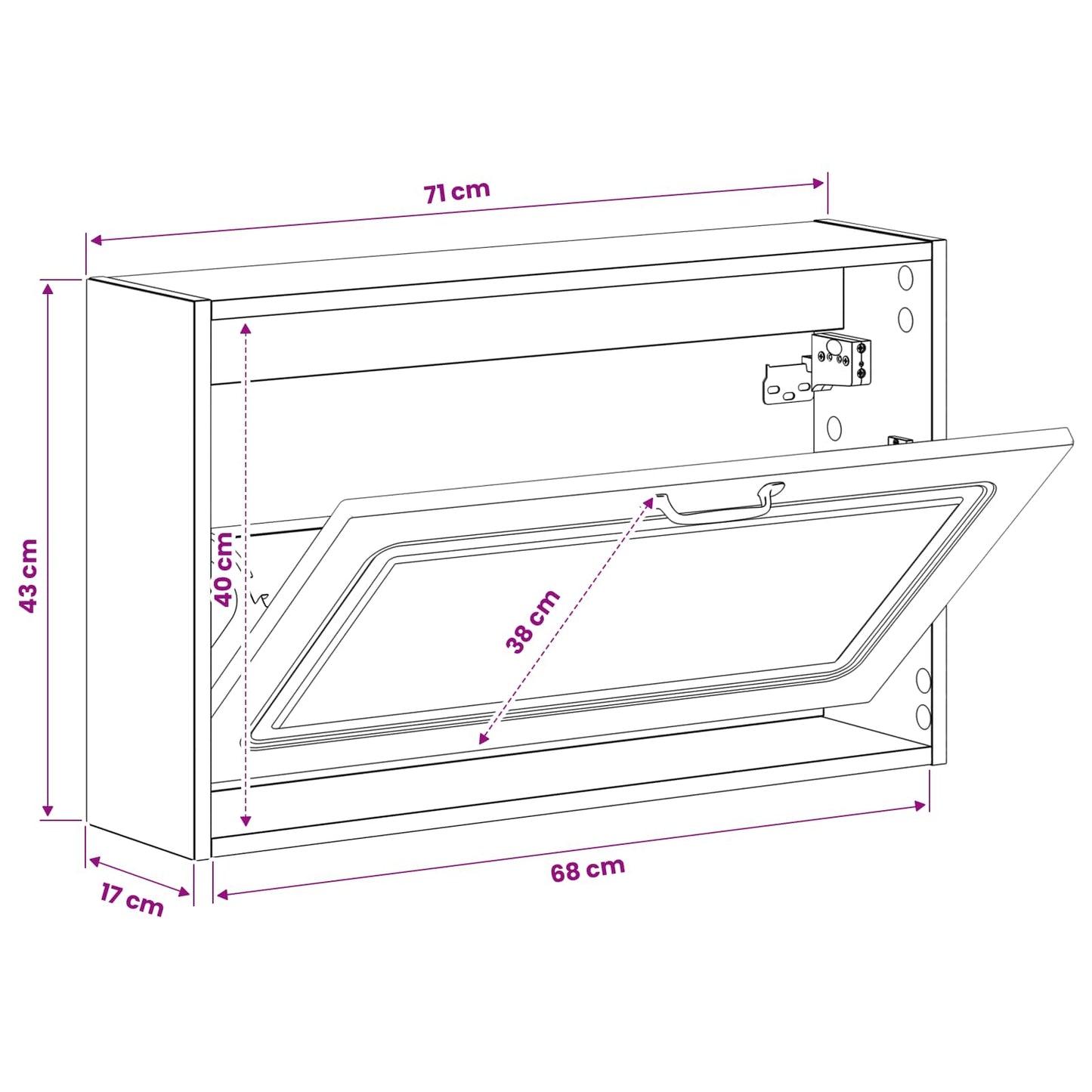 Wandmontierter Schuhschrank UTRECHT 71 x 17 x 43 cm