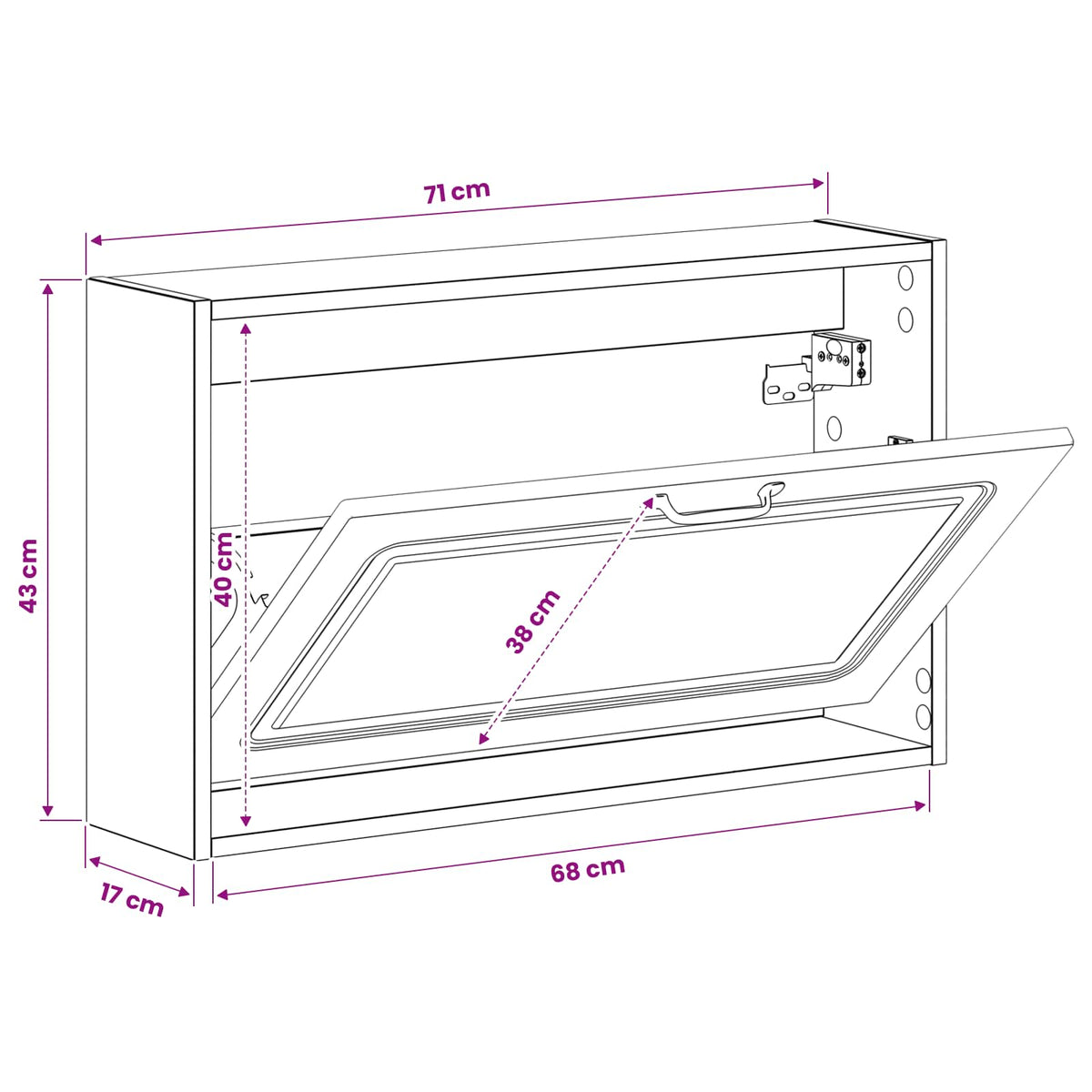 Wandmontierter Schuhschrank UTRECHT 71 x 17 x 43 cm