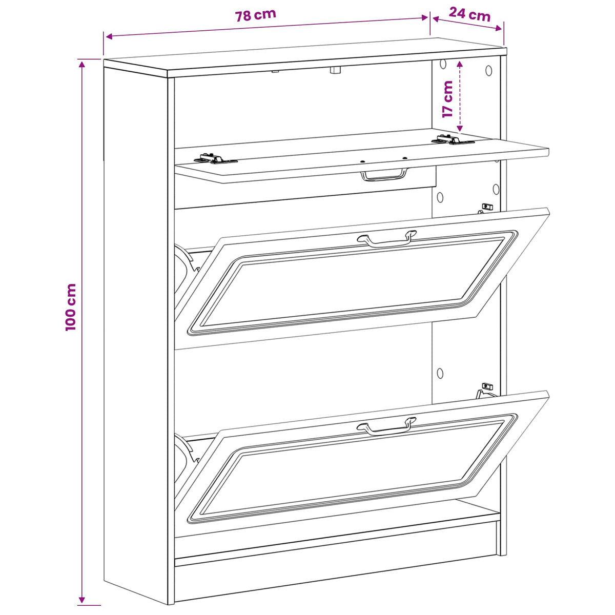 Schuhschrank UTRECHT 78 x 24 x 100 cm Holzwerkstoff Betongrau