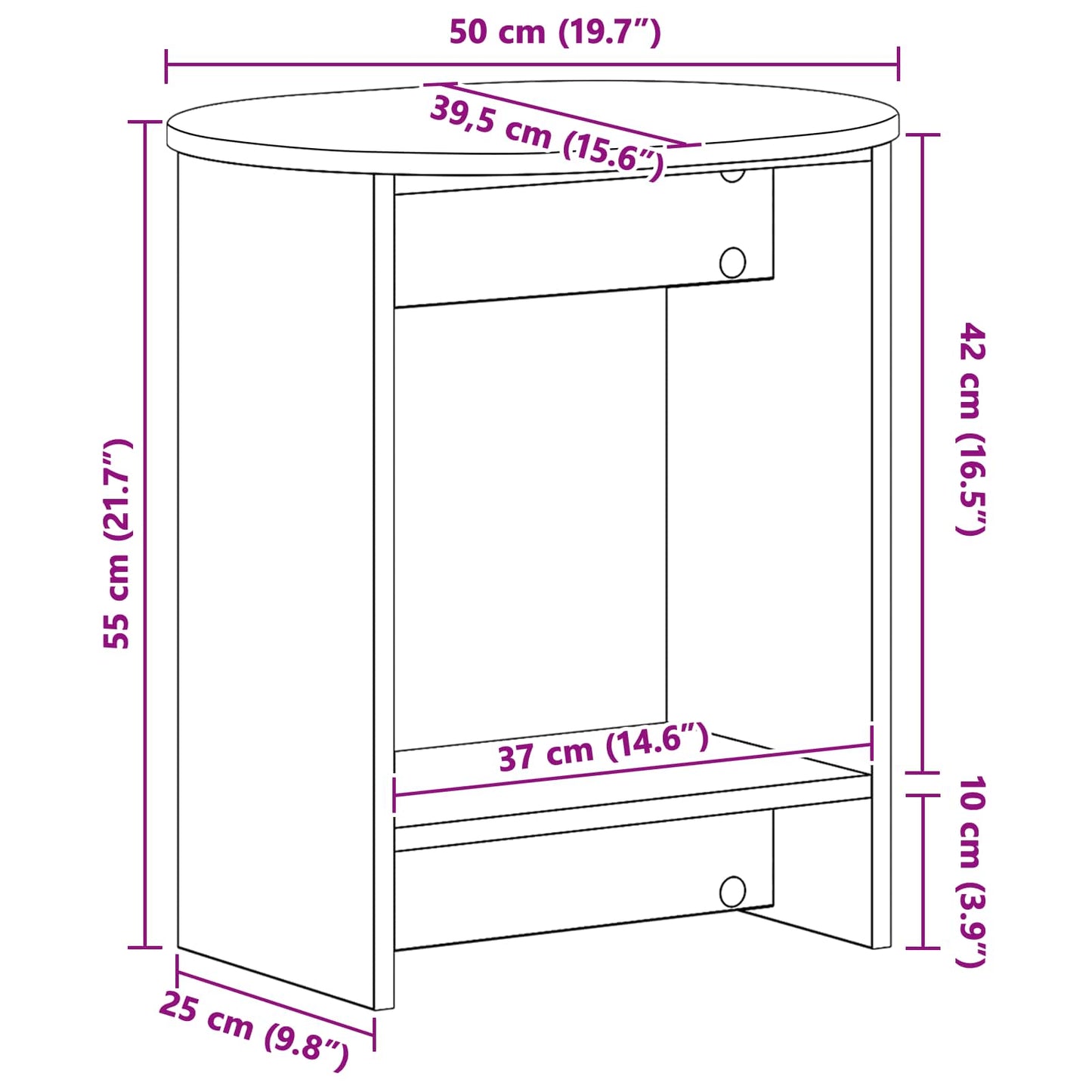 Beistelltisch Sonoma-Grau 50 x 39,5 x 55 cm Holzwerkstoff