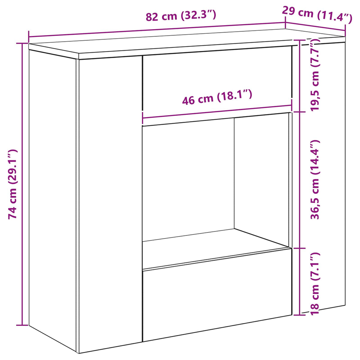 Sonoma-Eiche 82 x 29 x 74 cm
