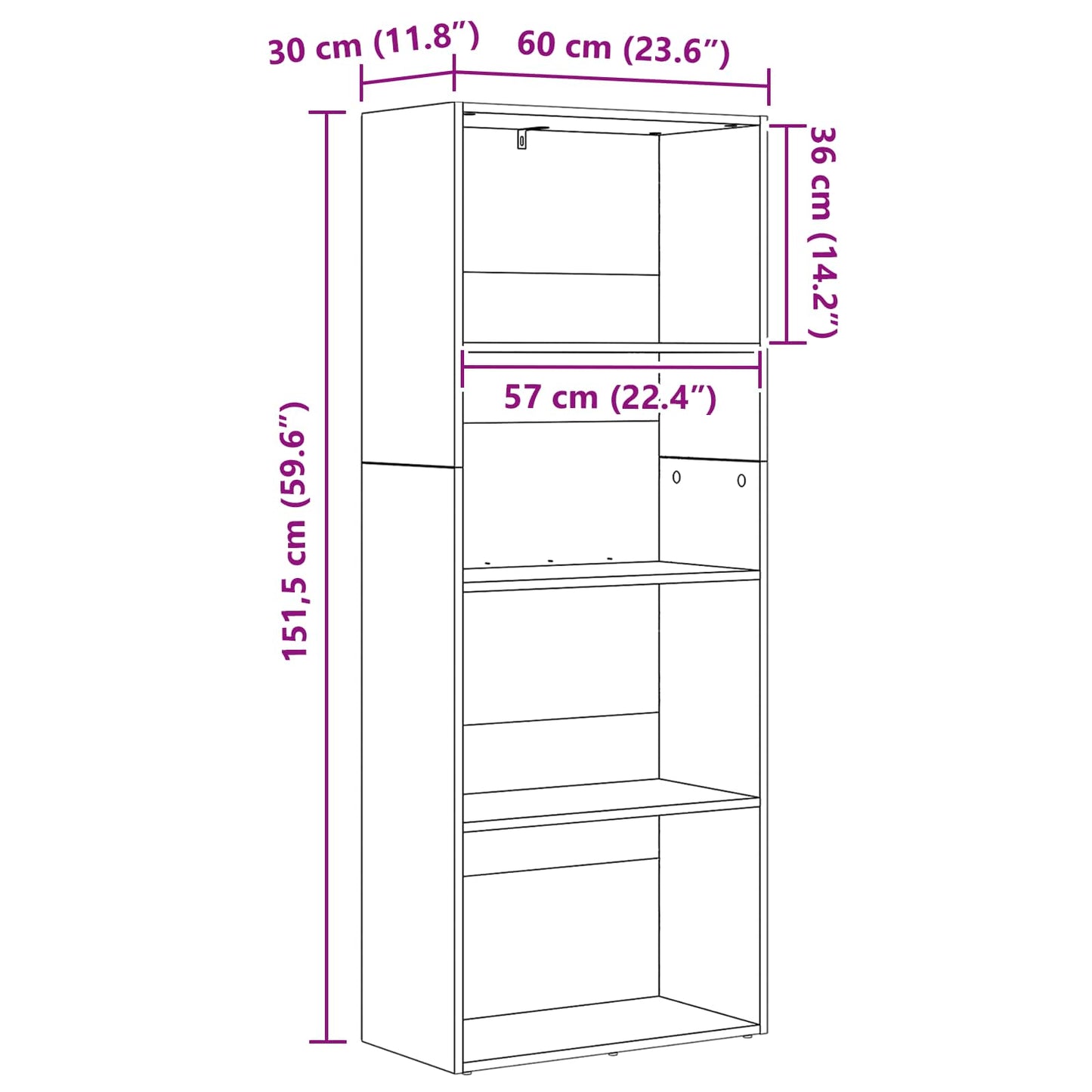 Freistehender Stauraum 60 x 30 x 151,5 cm Holzwerkstoff