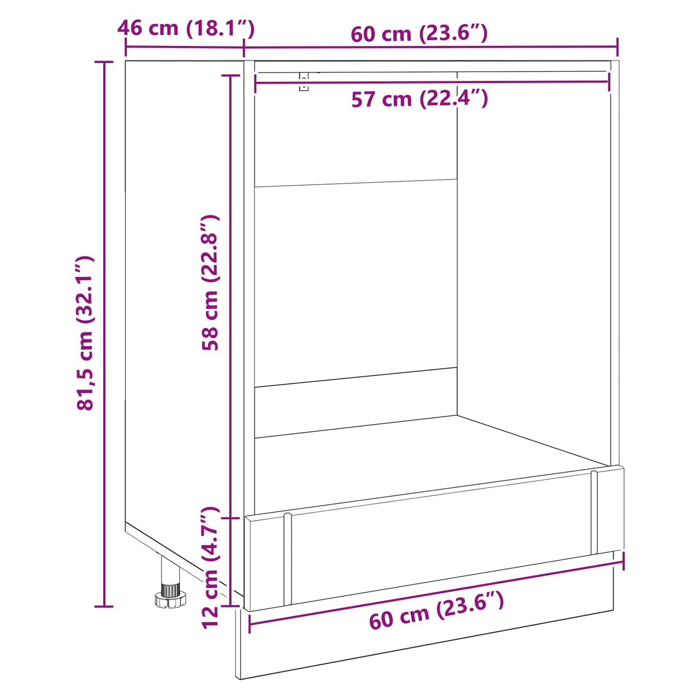 Backofenschrank LUCCA Schwarze Eiche 60 x 46 x 81,5 cm