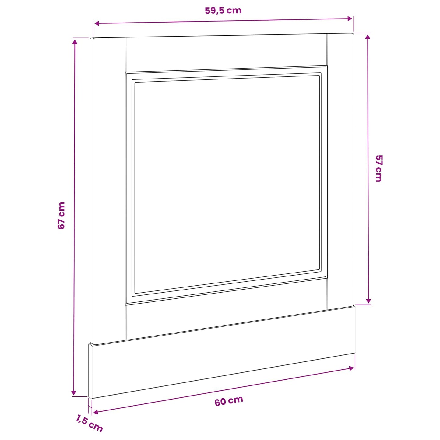 Geschirrspülerfront PORTO Schwarz Eichen-Optik 60 x 1,5 x 57 cm