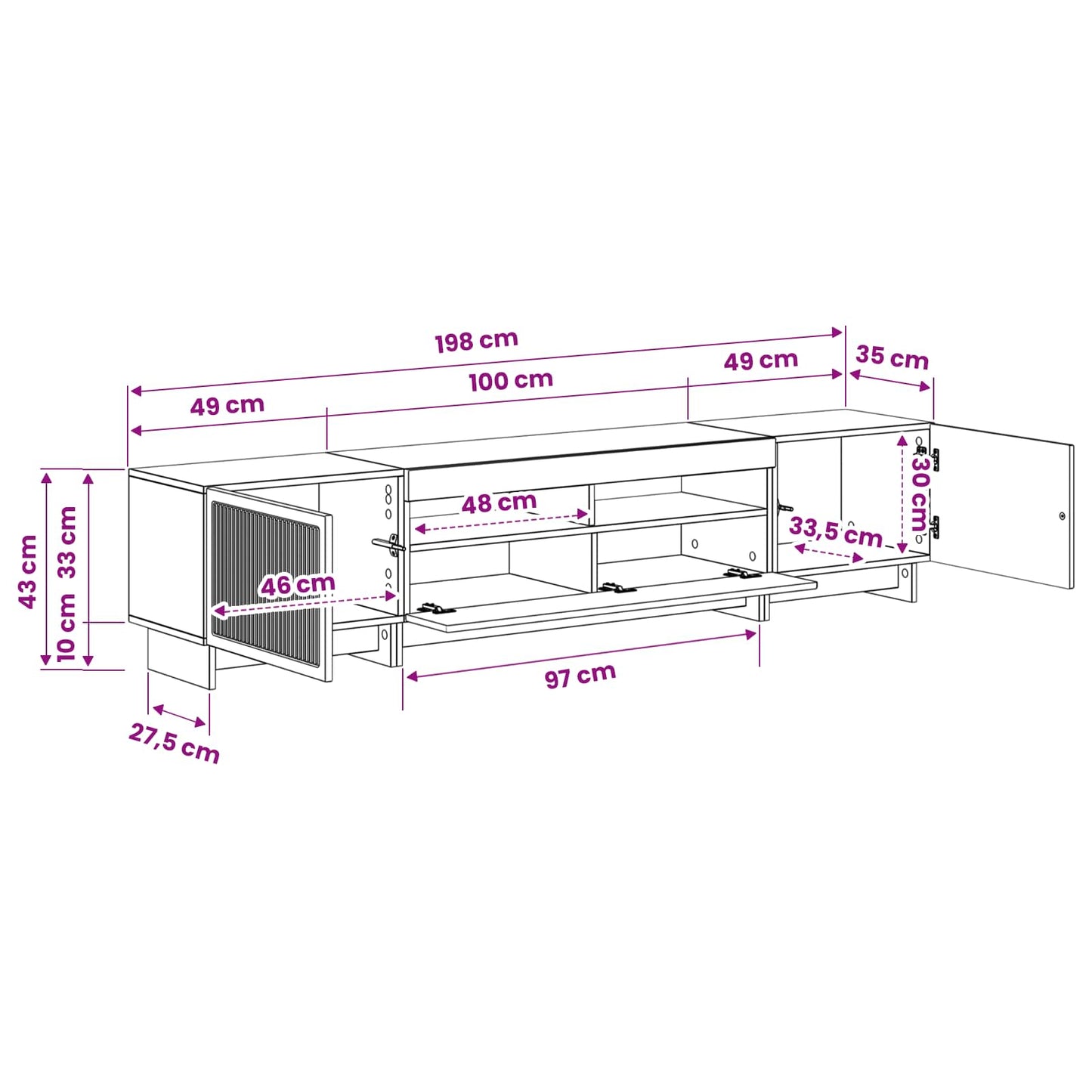 5-teiliges LED TV Schrank Artisan-Eiche Holzwerkstoff